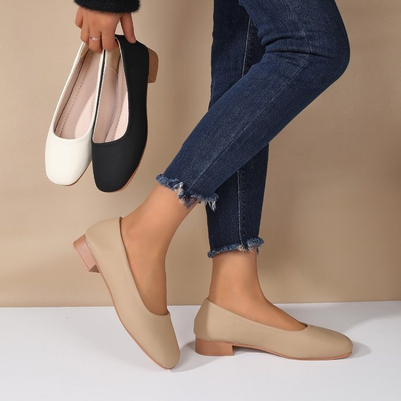 Women'S Shoes In Fashion - Soft Leather Round Toe Slip-On Shoes