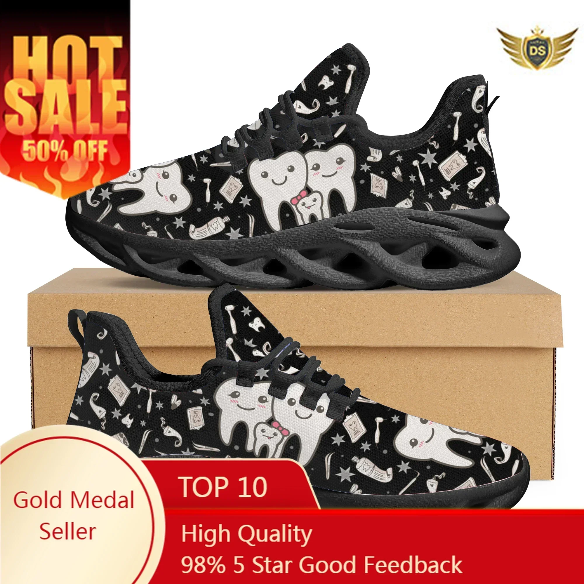 Women Shoes Sneakers - Cute Dental Design Sneakers Ladies Casual