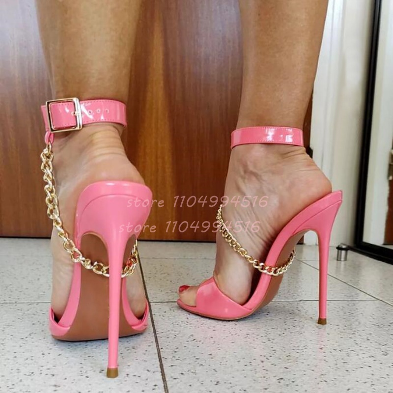 Pink Patent Leather Gold Chain - Gold Chain Sandal recensione e prezzo