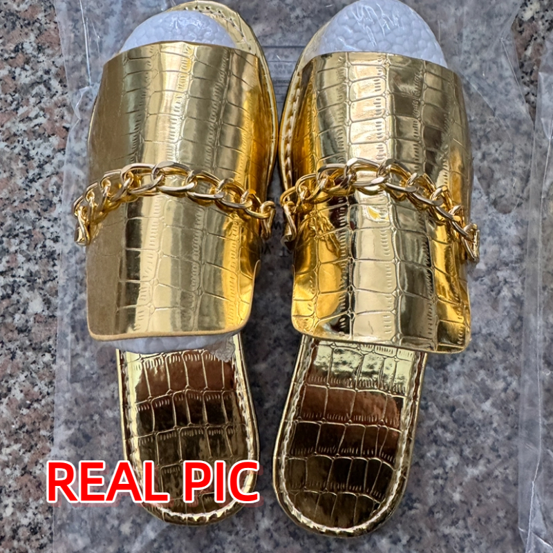 Women's Glitter Gold Slippers  - Gold Chain Sandal recensione e prezzo