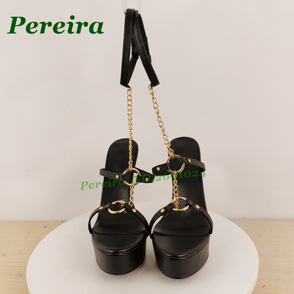 Women's Black Platform Stilett - Gold Chain Sandal recensione e prezzo