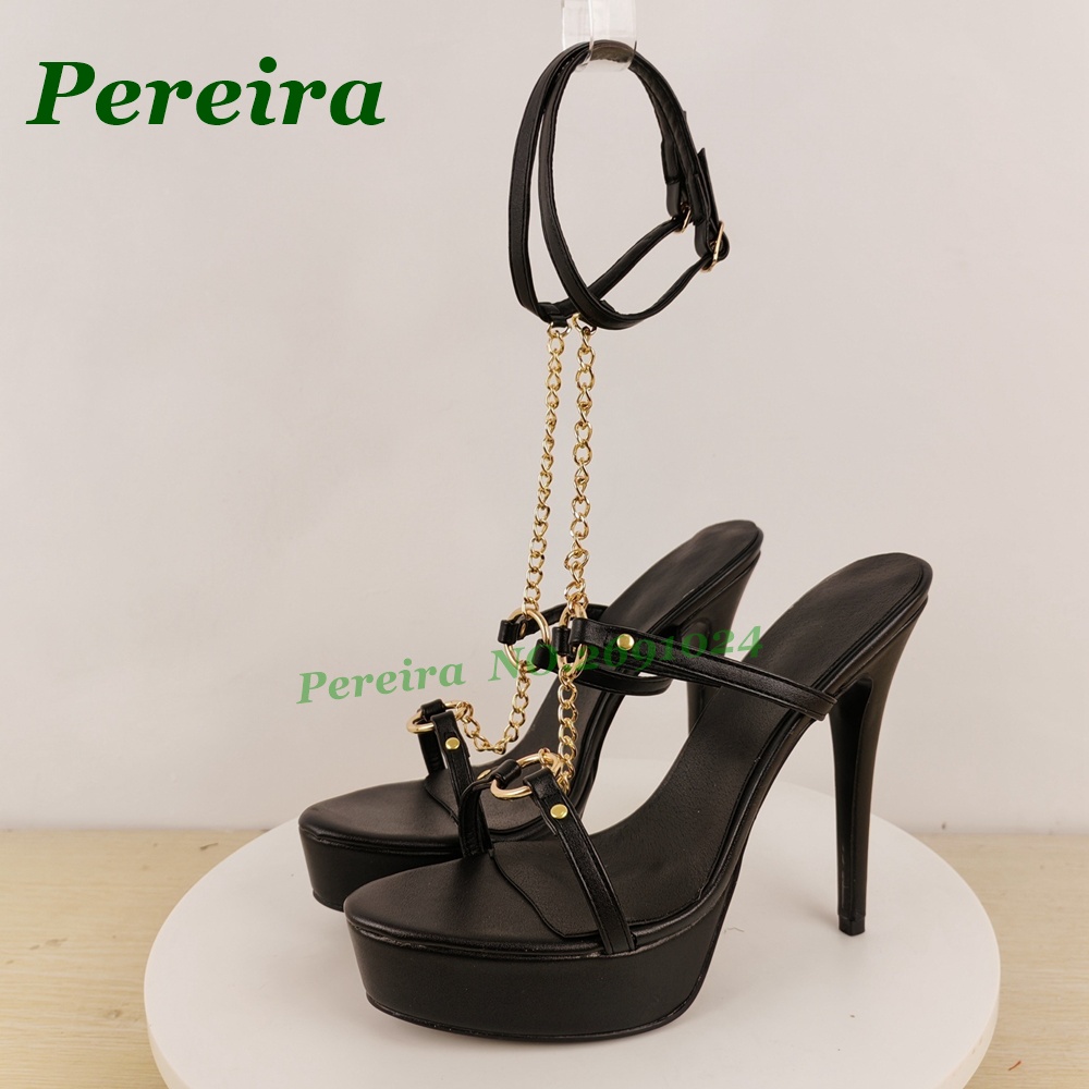Women's Black Platform Stilett - Gold Chain Sandal recensione e prezzo
