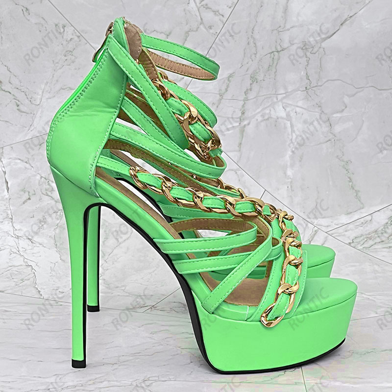 Rontic New Arrival Women Summe - Gold Chain Sandal recensione e prezzo