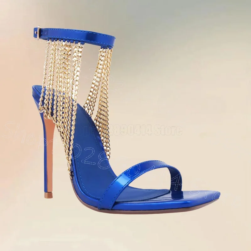 Gold Chain Blue Patent Leather - Gold Chain Sandal recensione e prezzo