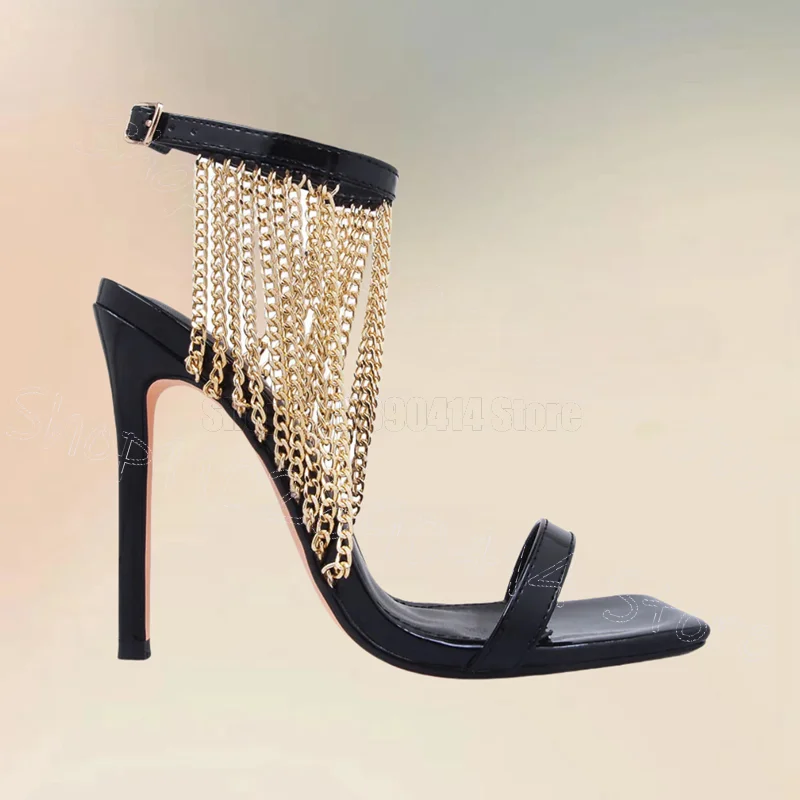Gold Chain Blue Patent Leather - Gold Chain Sandal recensione e prezzo