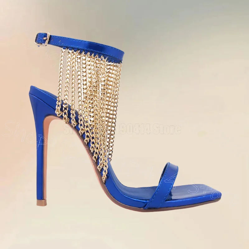 Gold Chain Blue Patent Leather - Gold Chain Sandal recensione e prezzo