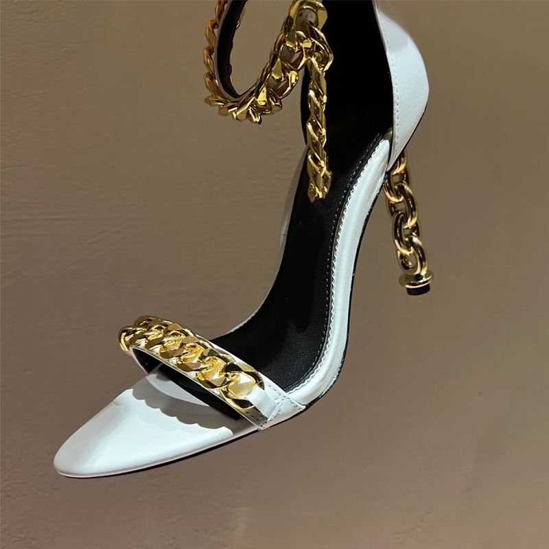 Sexy Gold Chain Heel Pointed T - Gold Chain Sandal recensione e prezzo