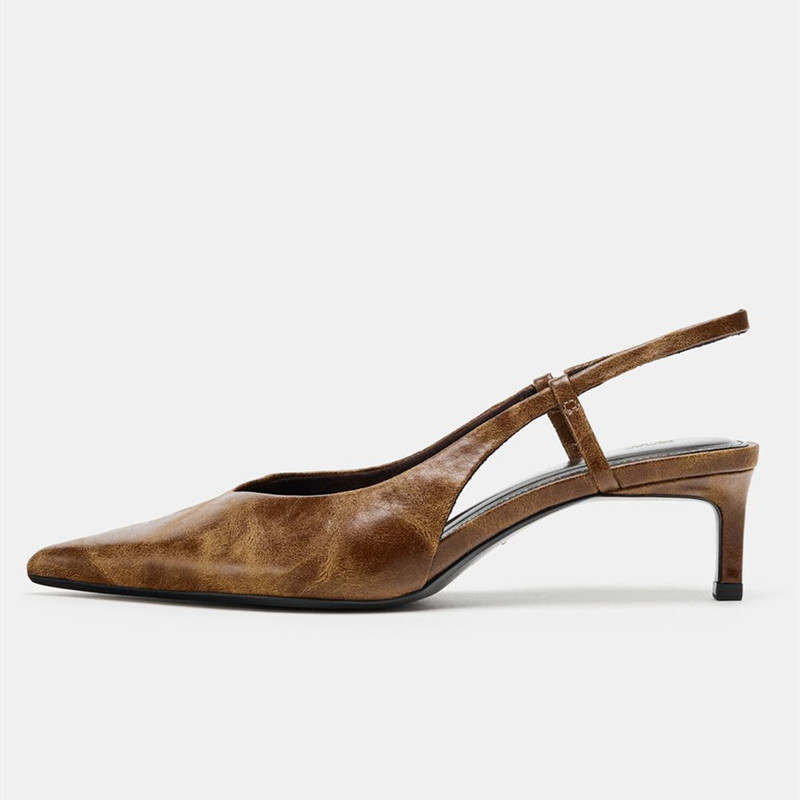 Retro Brown Kitten Heel Design - Women Shoes Brown Colour recensione e prezzo